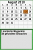 Kalender mit Anzahl gespeicherter Objekte