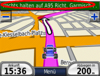 Anzeige der kompletten Route; Garmin nüvi 200