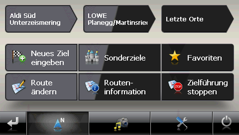 Menüs des Aldi-Navis MD 96410
