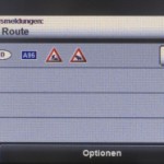 Optionsmenü, Verkehrsmeldung auf der Route