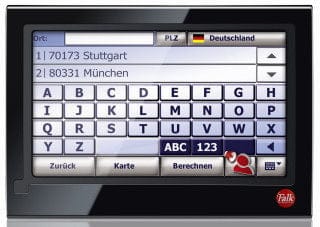 Falk F10, Zieleingabe; Quelle: www.falk.de