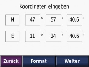 Koordinaten-Eingabe nüvi 200