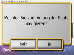 Den Anfangspunkt der Route als Navigationsziel wählen.