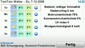 Wettermeldung TomTom GO 940 Live