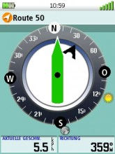Kompasseite während Navigation, Magellan Triton 2000