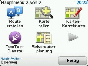 TomTom ONE, Hauptmenü 2