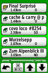 Dakota 20, Cache-Liste