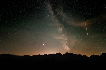 Mars, Milchstrasse, Perseiden Meteorit (im Karwendel)