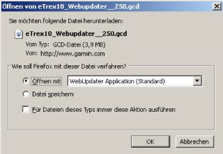 Garmin eTrex 10, ein Update nach dem Download auf den PC installieren