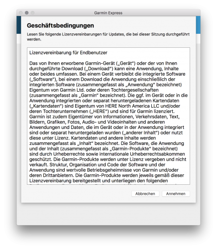 Kostenlose Garmin nüvi & Garmin Drive Karten-Updates 5 Garmin Express - Bedingungen annehmen