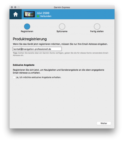 Kostenlose Garmin nüvi & Garmin Drive Karten-Updates 8 Garmin Express - Registrierung