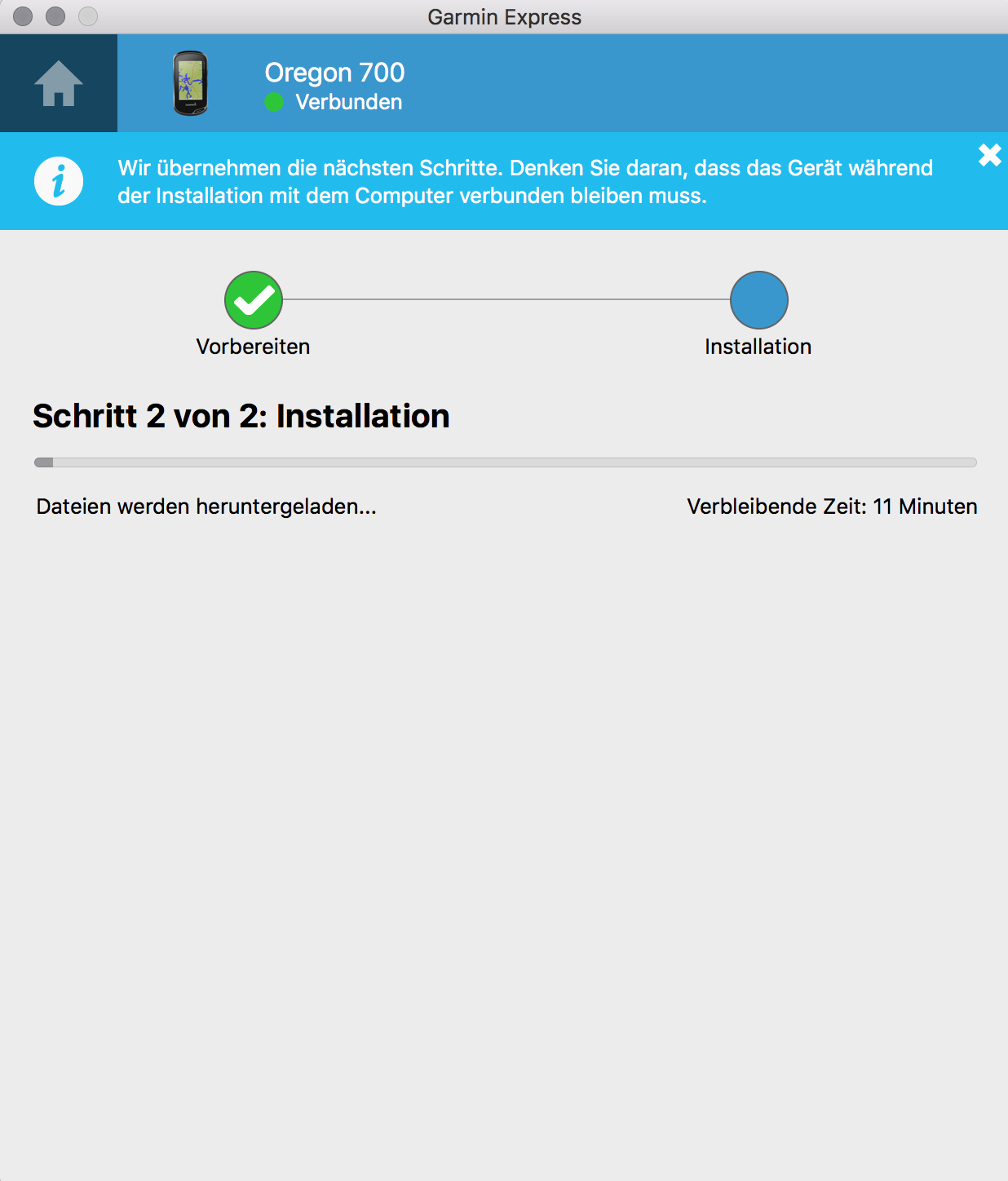 Karten für Garmin Outdoor-Geräte, Wearables & Edge Fahrrad-Navis 27 Die Installation läuft ...