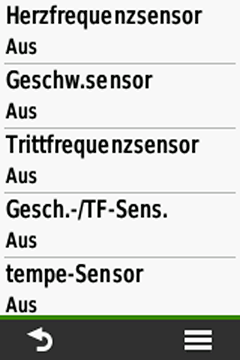 eTrex Touch: Sensoren aktivieren