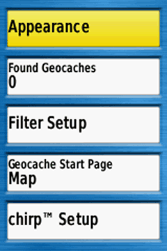 GPSmap 64/64s/64st Menu 1