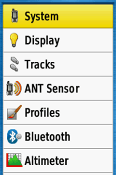 GPSmap 64/64s/64st Menu 1