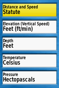 GPSmap 64/64s/64st Menu 1