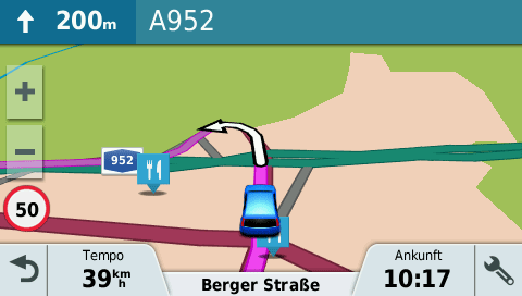 Garmin DriveAssist 50 LMT-D Test – Navigationssystem mit allem Drum und Dran! 3 DriveAssist 50: Navigationsansicht ohne zusätzliche Reisedaten