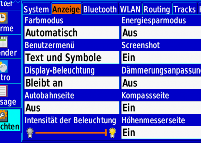 GPSmap 276Cx: Anzeige Einstellungen