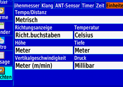 GPSmap 276Cx: Einheiten Einstellungen