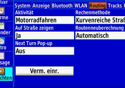 GPSmap 276Cx: Routing Einstellungen