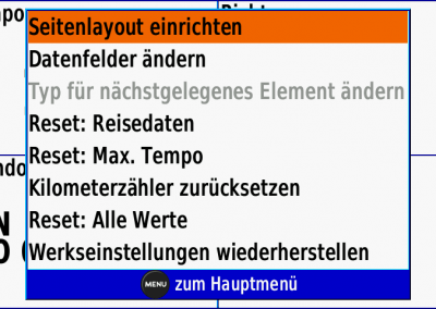 Garmin GPSMAP 276Cx: Reisecomputer Submenü