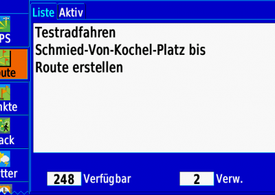 Garmin GPSMAP 276Cx: gespeicherte Routen