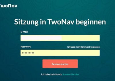 SeeMe, TwoNav Account-Daten eingeben