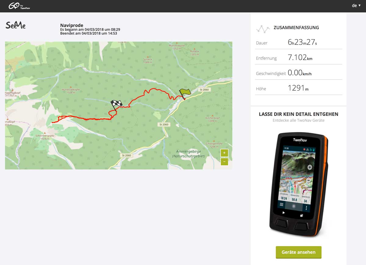 SeeMe - Tracking einer Skitour SeeMe - Tracking einer Skitour
