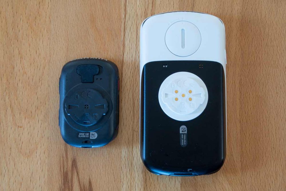 Garmin Edge 130 vs. Garmin Edge 1030, Rückseite