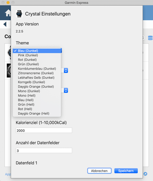 Crystal Displaydesign konfigurieren