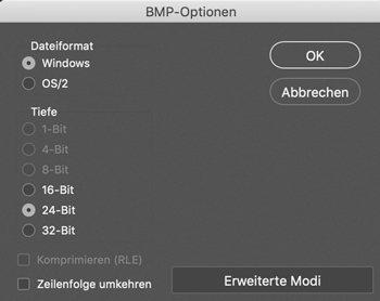Photoshop BMP mit 24-Bit speichern