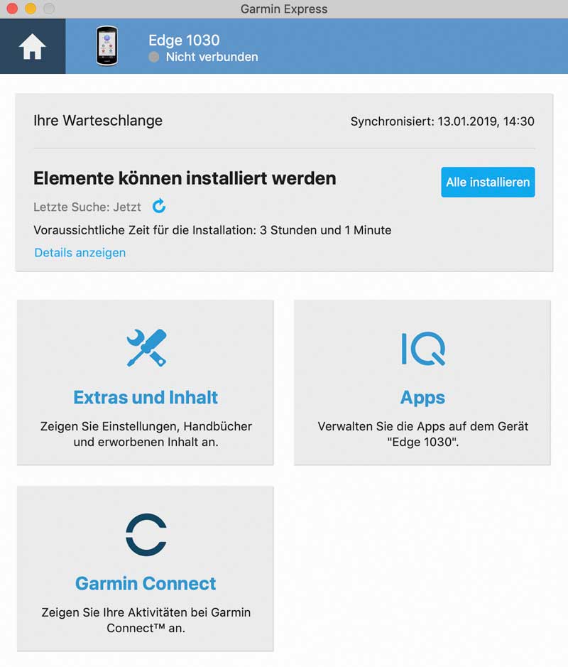 Garmin Express, Updates für den Edge 130 Garmin Express, Updates für den Edge 130