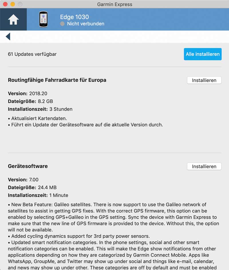 Garmin Edge 1030, Details zu neuer Software Garmin Edge 1030, Details zu neuer Software