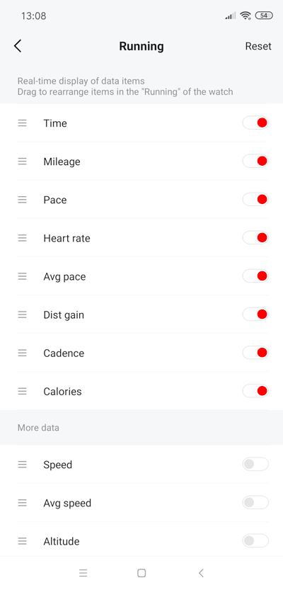 Amazfit Verge Datenfelder Laufsport