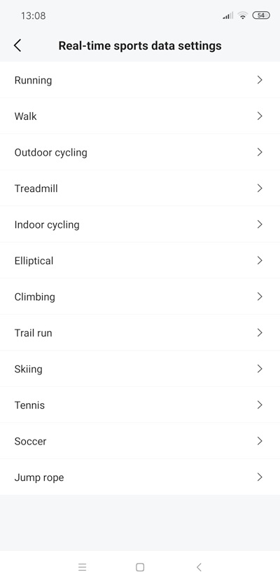 Amazfit Verge Sportarten