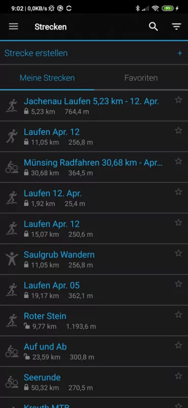 Garmin Connect App - Planen & Übertragen von Strecken 5 Strecken in der Garmin Connect App