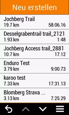Die Trailforks Trails auf dem Edge als Strecken 