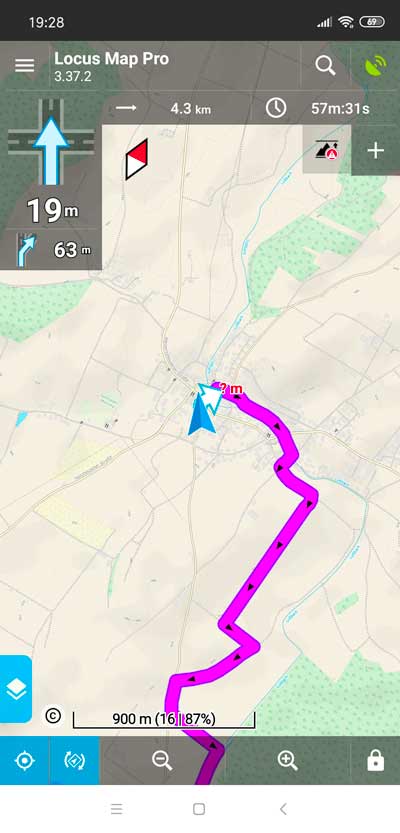 Eine Route in Locus Map