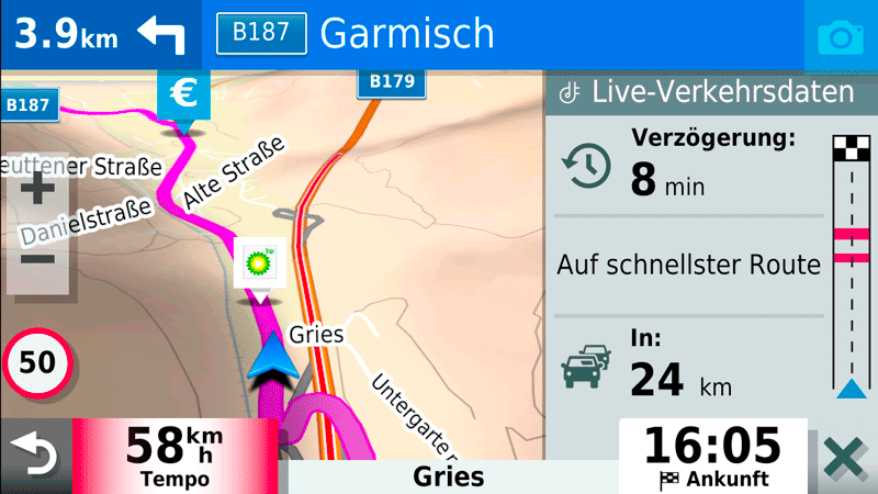 Garmin DriveSmart 55 - Unübersichtliche Navigationsansicht