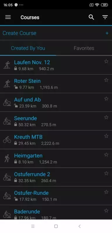 Garmin Connect, All Courses
