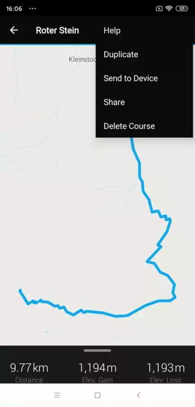 Garmin Connect, Course send to Device