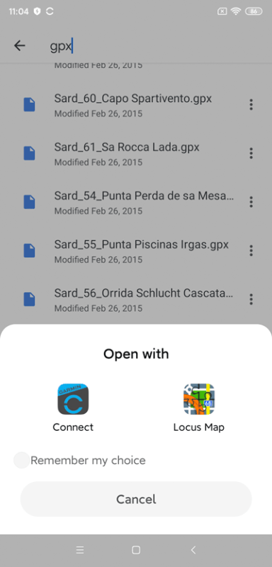 Open a GPX file with a file manager