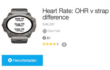 Connect IQ Datenfeld Herzfrequenz