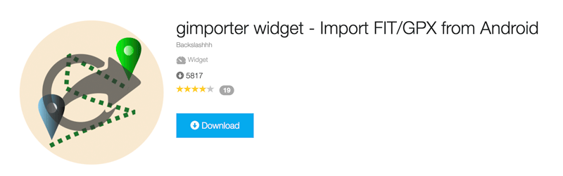 gimporter widget - Garmin Connect IQ Store