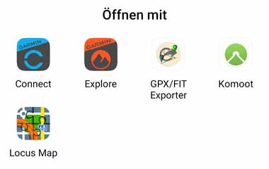Garmin Explore App GPX-Import