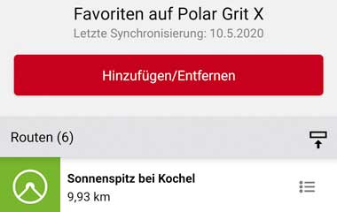 komoot Touren in der Polar Flow App