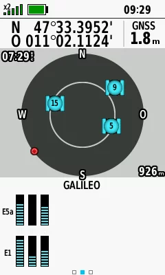 Test der GPS-Genauigkeit - Garmin GPSMAP 66sr & GPSMAP 65s 3 GPSMAP 66sr: Galileo E1 + E5a