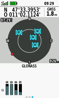 Test der GPS-Genauigkeit - Garmin GPSMAP 66sr & GPSMAP 65s 4 GPSMAP 66sr: GLONASS L1