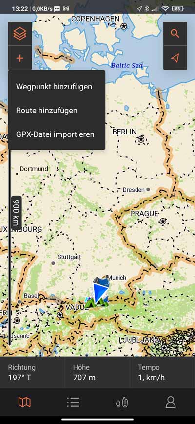 Explore App - GPX-Import auf der Kartenseite