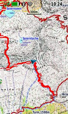 Garmin Alpenvereinskarte in Kombination mit dem markierten Wanderweg